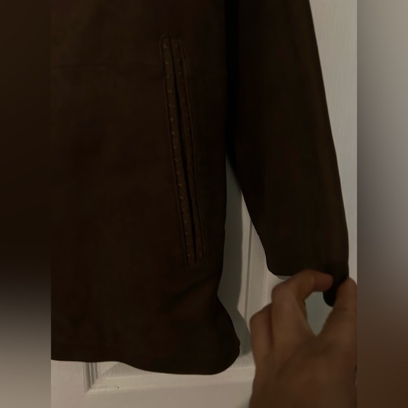 Robert Comstock Vertical Brown baby calf nubuck Leather  Jacket cl - Picture 3 of 17